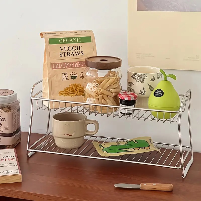 Home Office Work Table - ชั้นวางของบนเคาน์เตอร์ 2 ชั้น - สำหรับห้องครัว ห้องน้ำ