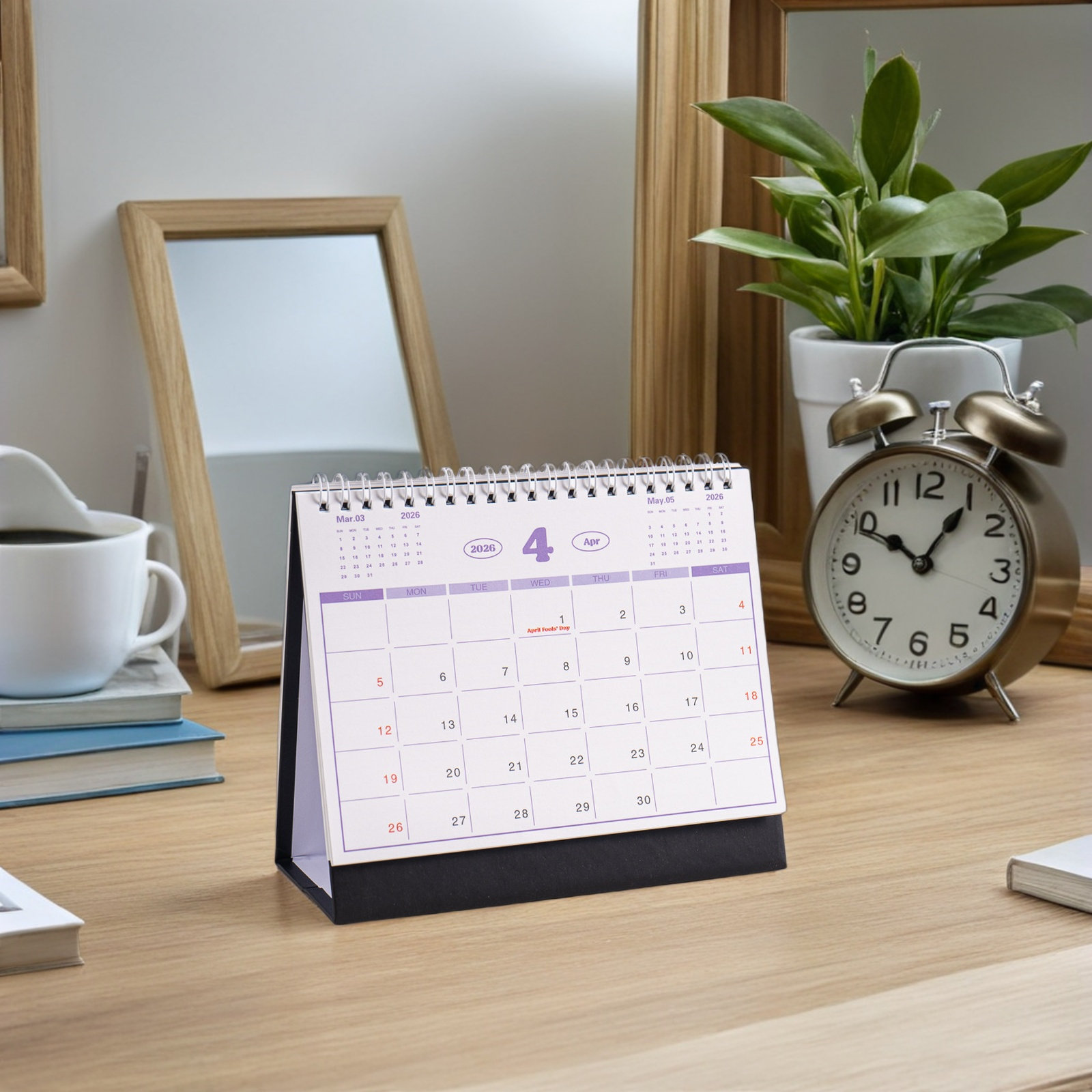 English Home Office - ปฏิทินตั้งโต๊ะแบบพลิก 4 ชิ้น รุ่น 2026 พร้อมเลย์เอาต์ภาษาอังกฤษ