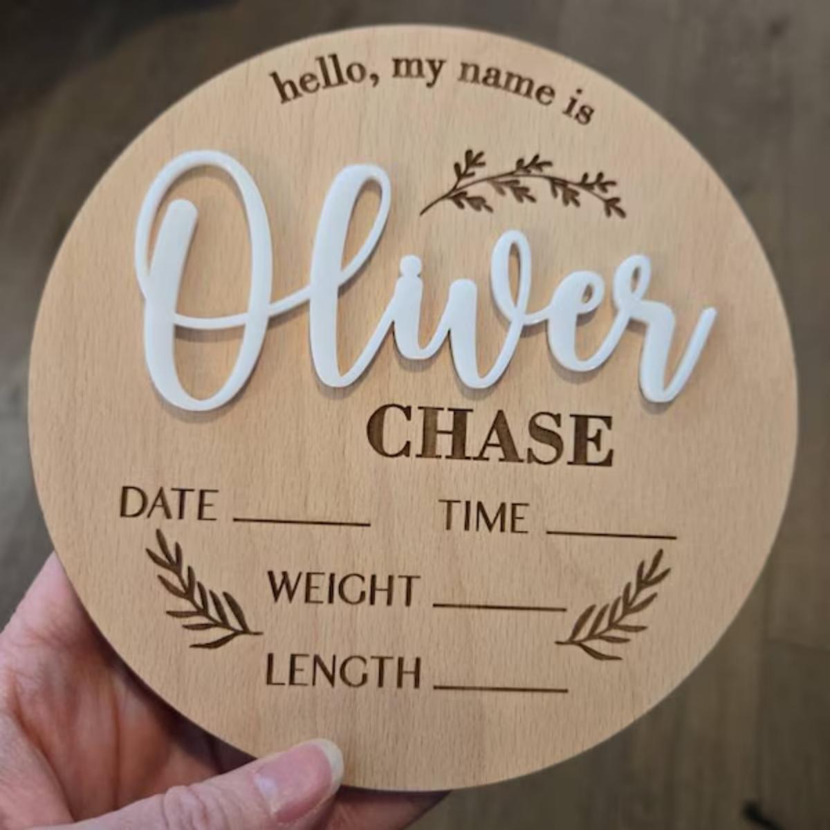 Home Office Gifts - ป้ายประกาศข่าวดีสำหรับเด็ก 1 ชิ้น ป้ายไม้สลักชื่อ ตกแต่งผนังบ้าน ห้องทำงาน