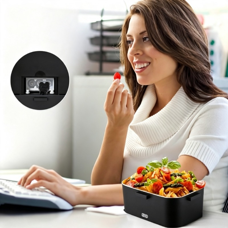 Home Office Work - กล่องอาหารกลางวันไฟฟ้าแบบมีระบบทำความร้อน 110V สำหรับใช้ในบ้านและที่ทำงาน, เครื่องอุ่นอาหารแบบพกพา, ภาชนะใส่อาหารกลางวันสแตนเลส 304