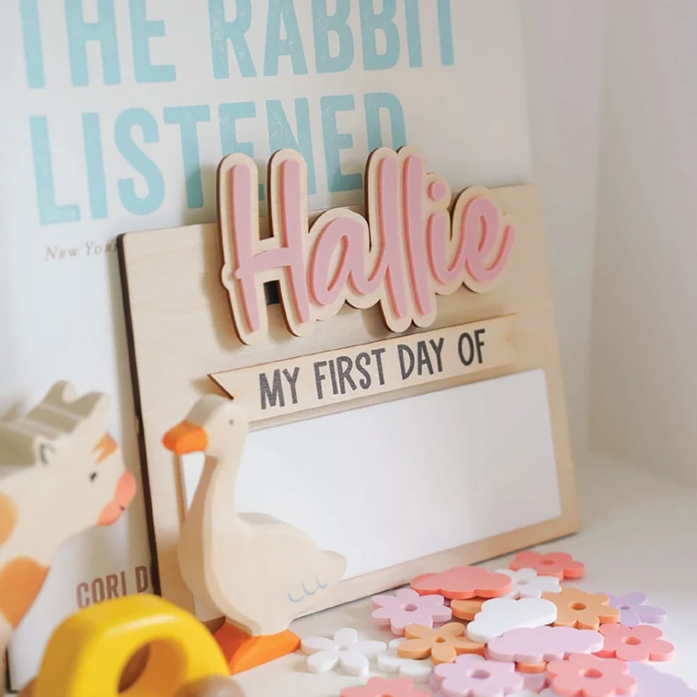 Home Office Gifts - ป้ายชื่อไม้สำหรับวันแรกและวันสุดท้ายของการเรียน 1 ชิ้น แบบกำหนดเองได้ ตกแต่งผนังบ้าน ห้องทำงาน