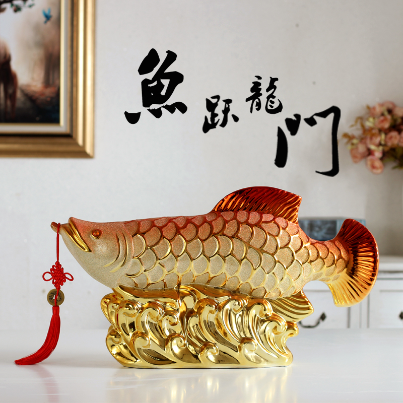 Home Office Feng Shui - ปลาอะโรวาน่าทองคำขนาด 50 ซม. สำหรับตกแต่งบ้าน สำนักงาน บริษัท