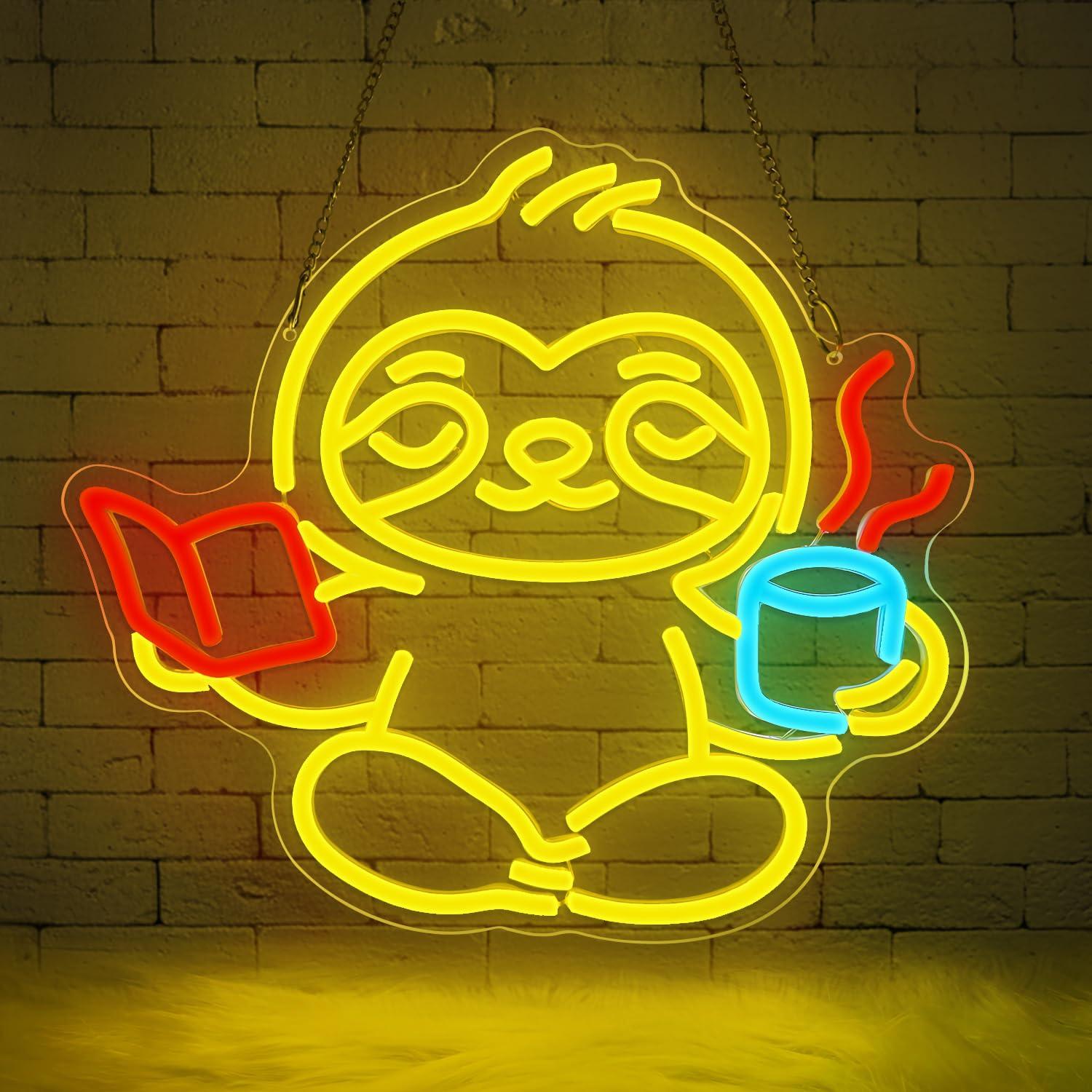 Home Office Gifts - ป้ายไฟนีออนรูปสลอธ ไฟ LED ปรับความสว่างได้ ใช้พอร์ต USB
