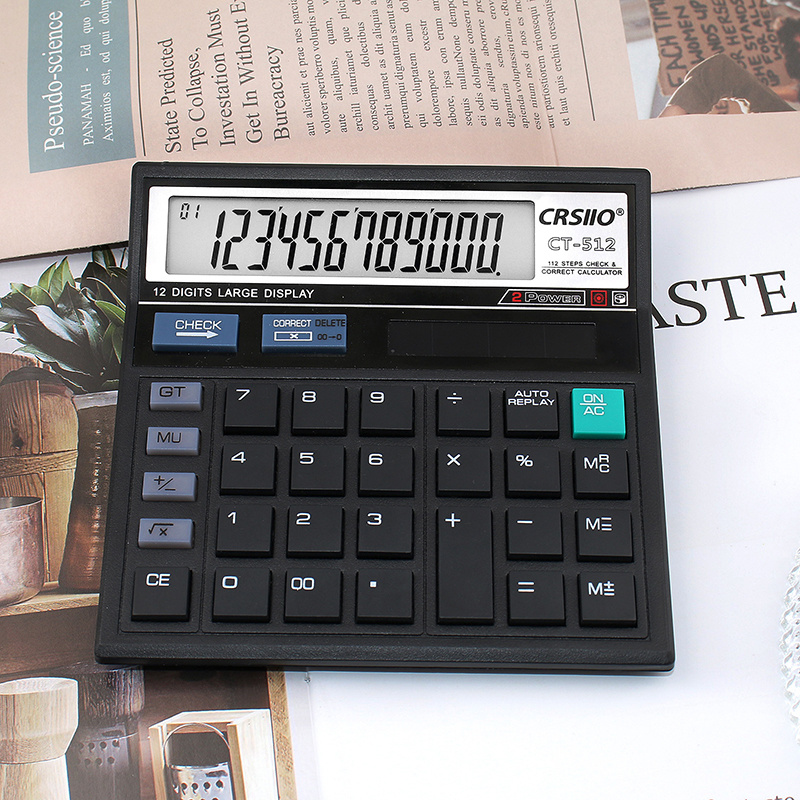Home Office Tax - เครื่องคิดเลขจอแสดงผล LCD 12 หลักเครื่องคิดเลขฟังก์ชั่นมาตรฐานพร้อมพลังงานแสงอาทิตย์และแบตเตอรี่ Dual Power