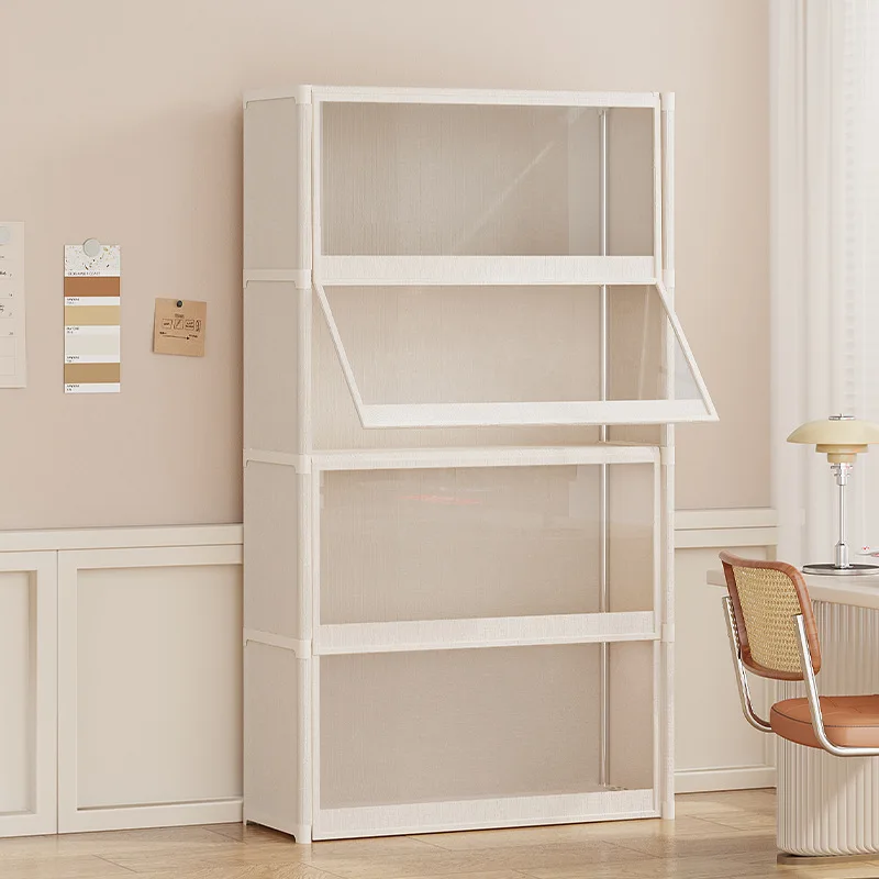 Bookcase Wood Shelf - ชั้นวางหนังสือ DSA สำหรับใช้ในบ้าน ตู้เก็บเอกสารติดผนัง ชั้นวางหนังสือกันฝุ่นพร้อมตู้เก็บของสำหรับหอพักนักศึกษา