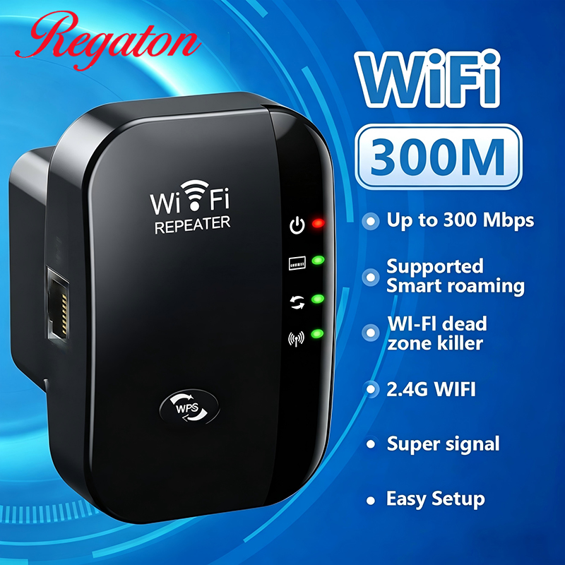 Home Office Work - เครื่องขยายสัญญาณไวไฟไร้สาย 300M 2.4GHz, เครื่องขยายสัญญาณรับส่งสัญญาณแรง ติดตั้งง่าย ใช้งานสะดวก