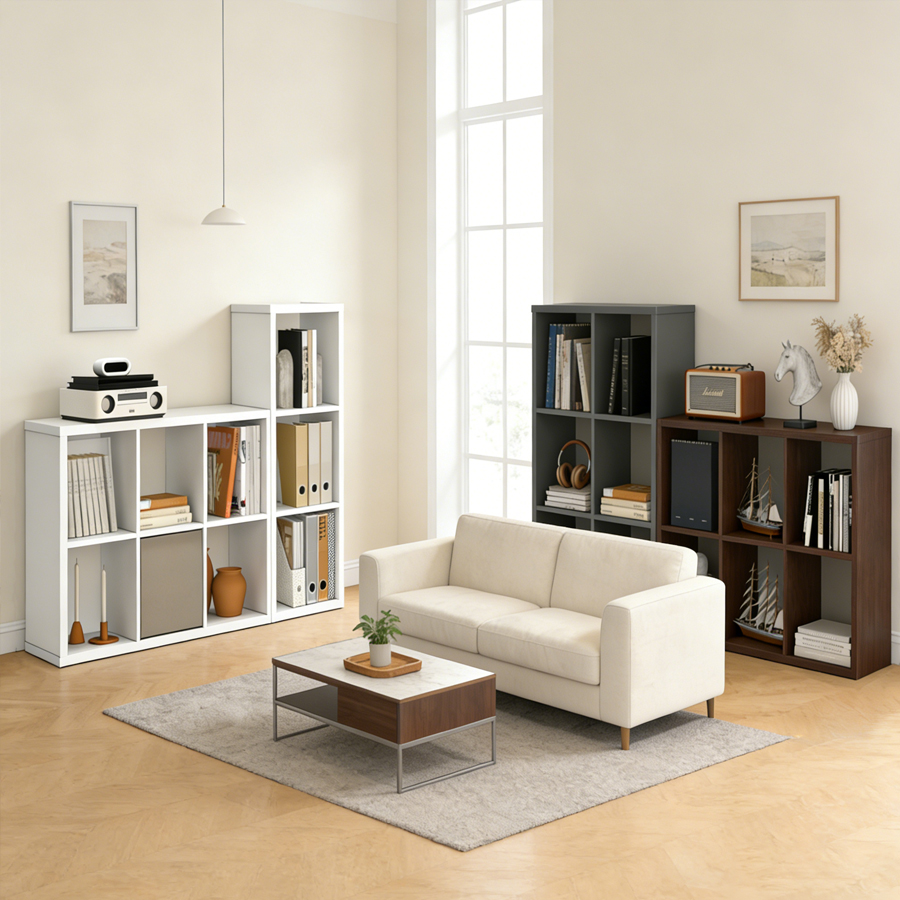 Bookcase Wood Shelf - ชั้นวางของแบบ 2/3 ช่องทรงลูกบาศก์ โครงไม้หนา ปี 2026