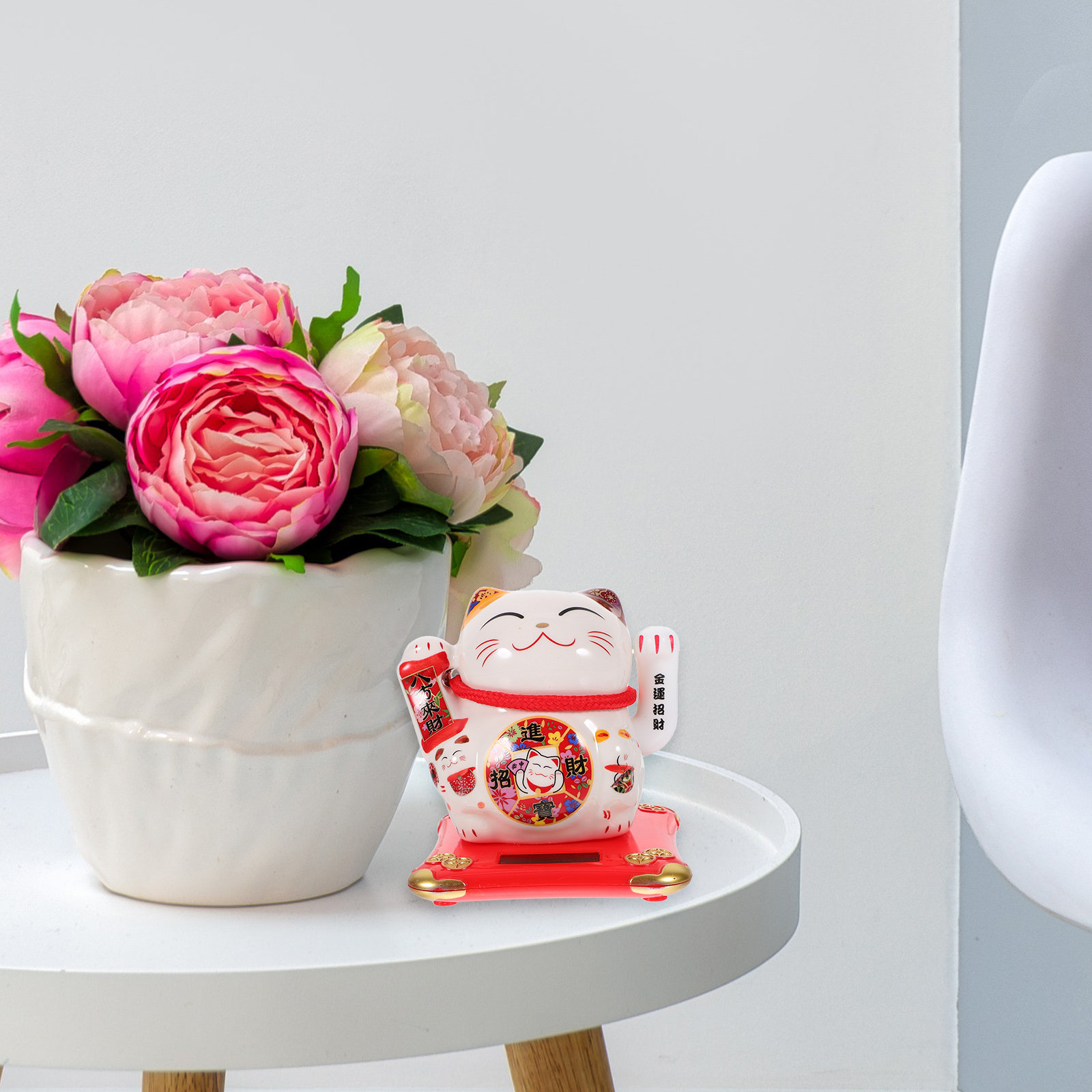 Home Office Feng Shui - ของตกแต่งรูปแมวพลังงานแสงอาทิตย์พร้อมแขนโบกโบก ของตกแต่งแมวนำโชคแบบจีนสร้างสรรค์ สำหรับรถยนต์ บ้าน สำนักงาน ฮวงจุ้ย