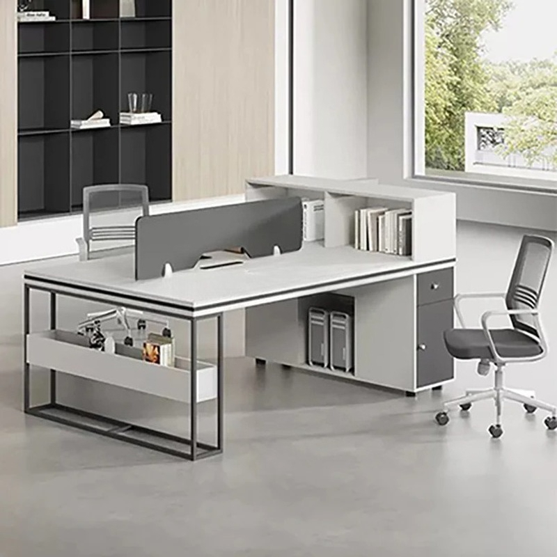 Home Office Work Table - ชุดโต๊ะทำงานและเก้าอี้สำนักงาน โต๊ะคอมพิวเตอร์ทันสมัยพร้อมลิ้นชักเก็บของและฉากกั้น เฟอร์นิเจอร์บ้าน เก้าอี้หมุน ชุดโต๊ะ