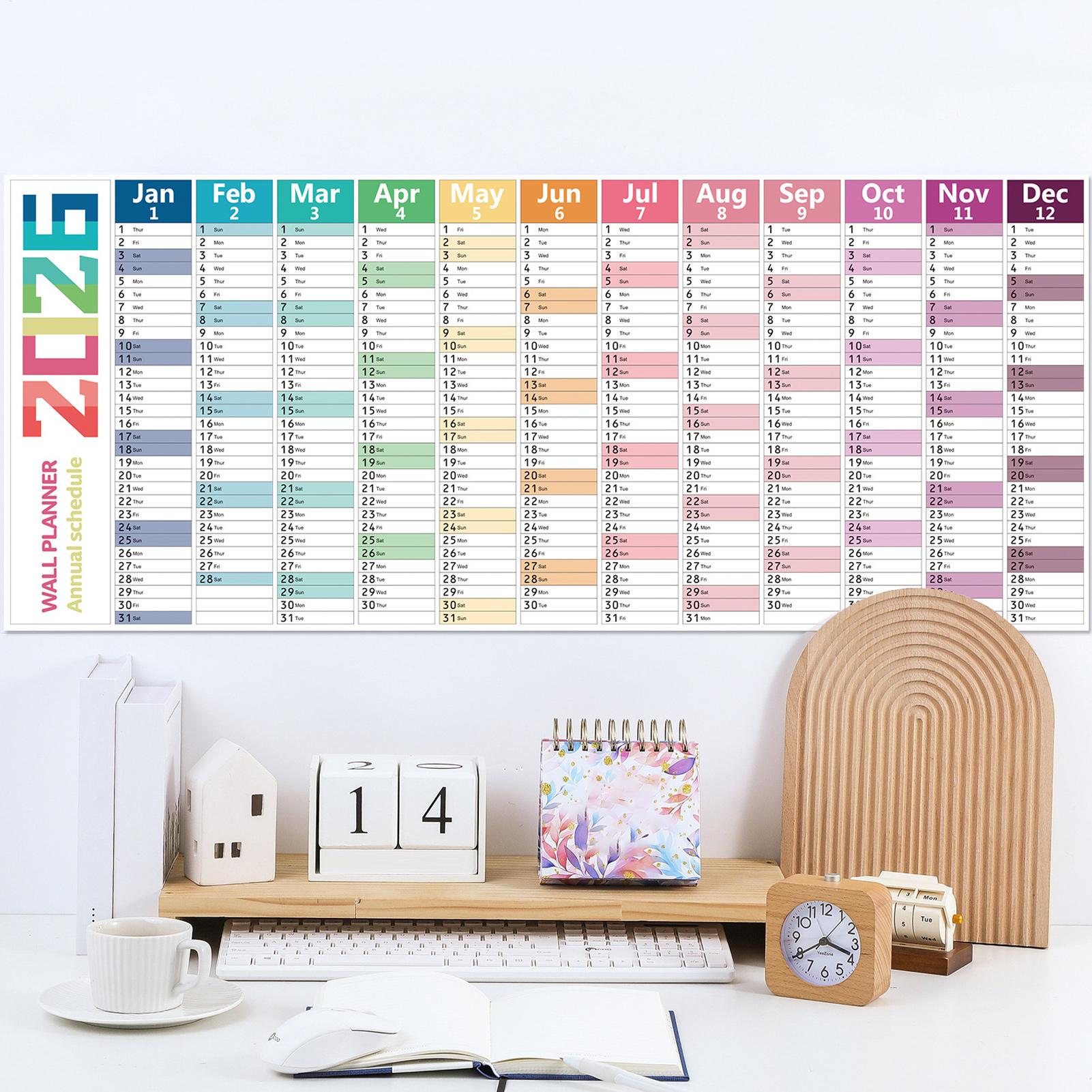 English Home Office - ปฏิทินติดผนังภาษาอังกฤษปี 2026, ปฏิทินติดผนังแบบลบได้, สมุดวางแผนติดผนัง, กระดาษหนา, ปฏิทินปีใหม่ขนาดใหญ่สำหรับบ้าน
