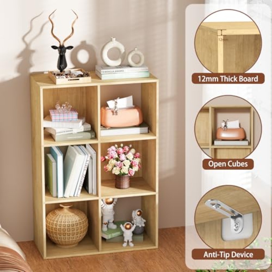 ชั้นวางของแบบ 6 ช่อง, ชั้นวางห - Bookcase Wood Shelf บทวิจารณ์และราคา
