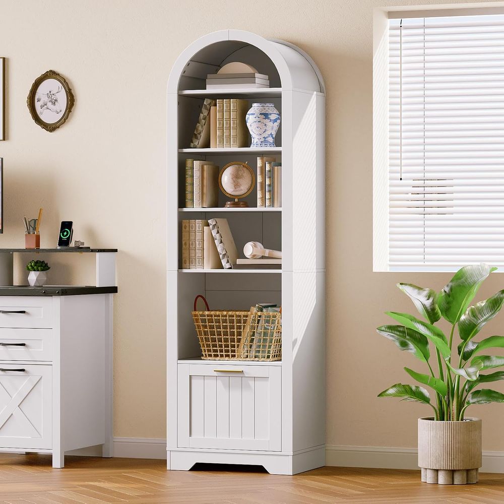 ชั้นวางหนังสือไม้โค้ง 6 ชั้น พ - Bookcase Wood Shelf บทวิจารณ์และราคา