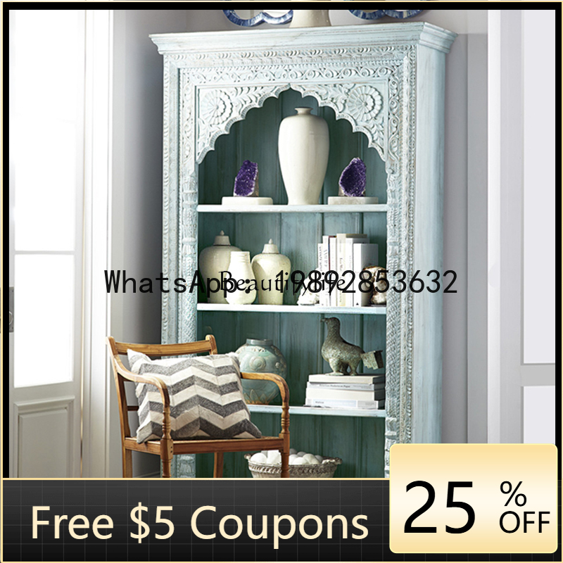 LYY ชั้นวางหนังสือไม้แกะสลักลา - Bookcase Wood Shelf บทวิจารณ์และราคา