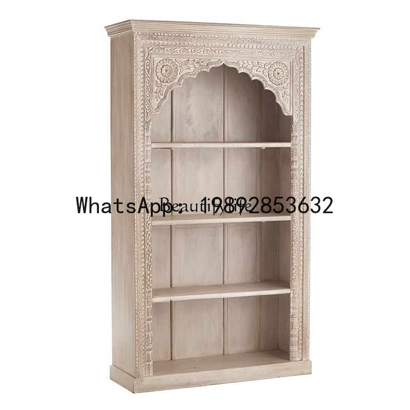 LYY ชั้นวางหนังสือไม้แกะสลักลา - Bookcase Wood Shelf บทวิจารณ์และราคา