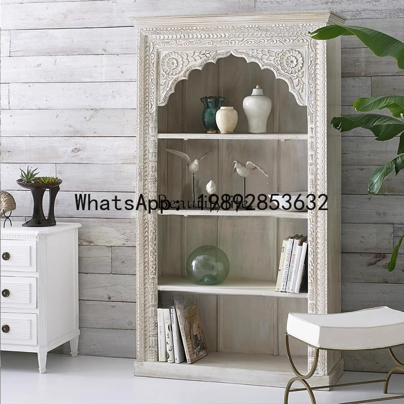 LYY ชั้นวางหนังสือไม้แกะสลักลา - Bookcase Wood Shelf บทวิจารณ์และราคา
