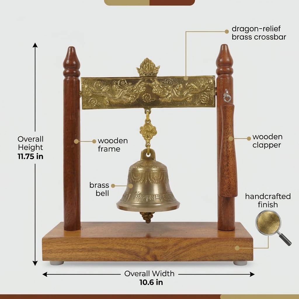 ระฆังสมาธิทองเหลืองพร้อมกรอบไม - Home Office Feng Shui บทวิจารณ์และราคา
