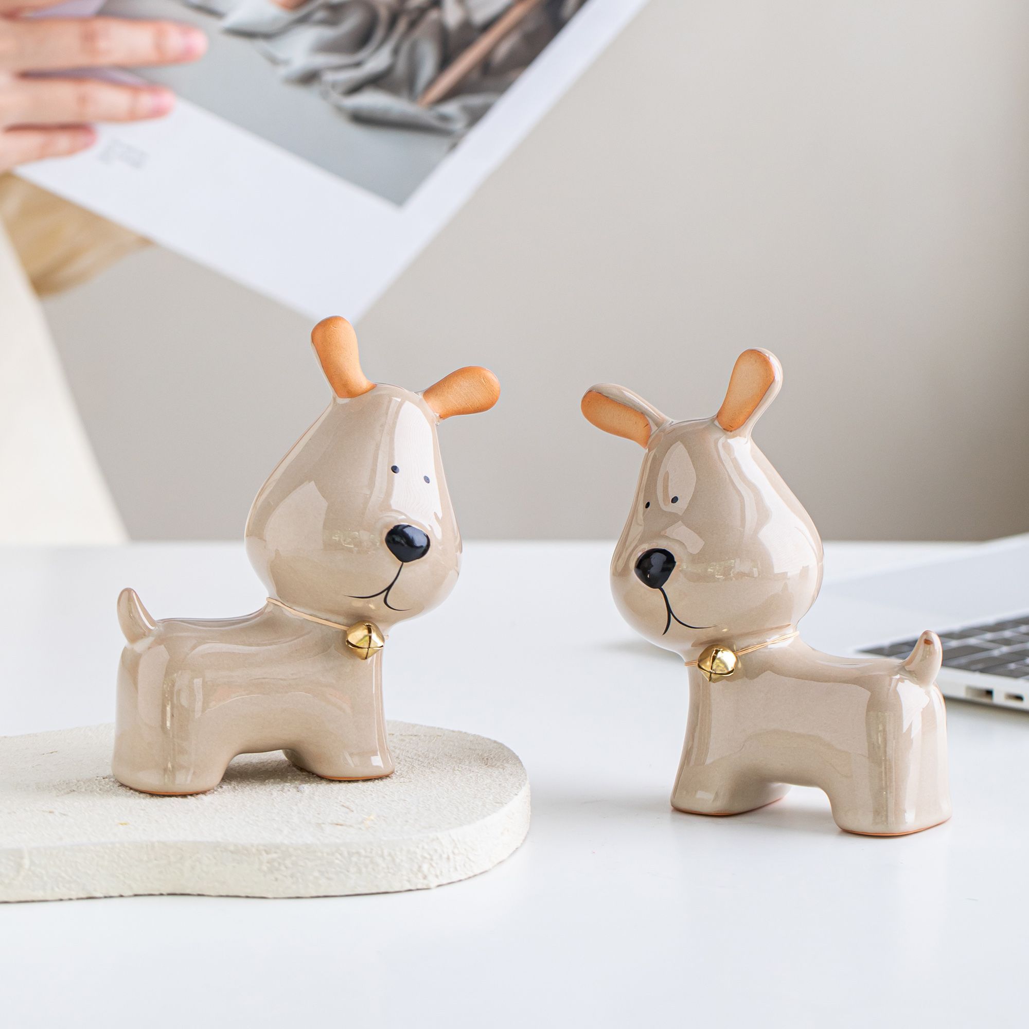 ของตกแต่งรูปสุนัขกระดิ่งเซรามิ - Home Office Architecture บทวิจารณ์และราคา