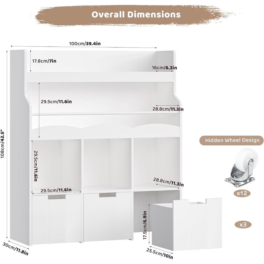 ที่เก็บของเล่นเด็กพร้อมชั้นวาง - Bookcase Wood Shelf บทวิจารณ์และราคา