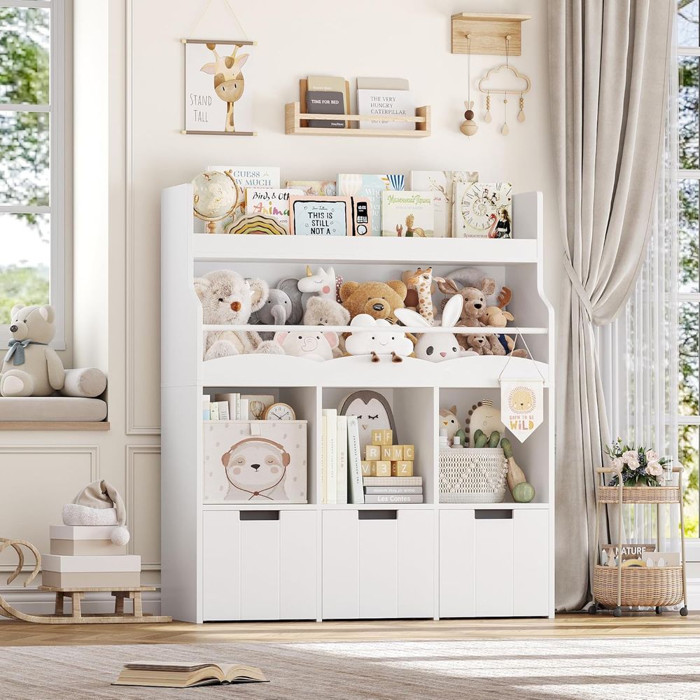 ที่เก็บของเล่นเด็กพร้อมชั้นวาง - Bookcase Wood Shelf บทวิจารณ์และราคา