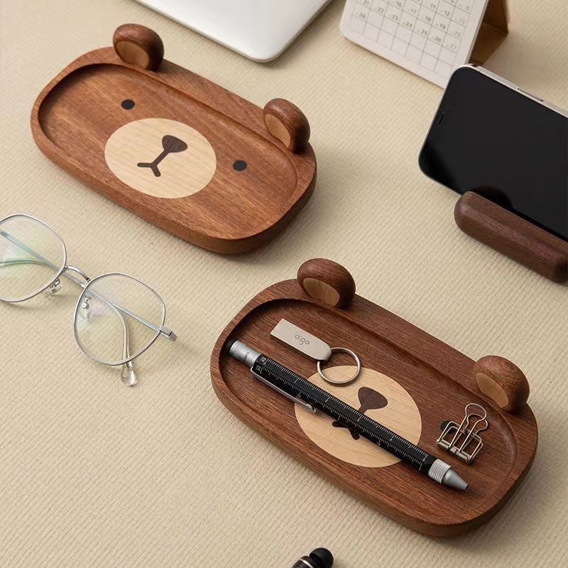 ถาดไม้ใส่หมีทำจากไม้เนื้อแข็งข - Home Office Gif บทวิจารณ์และราคา