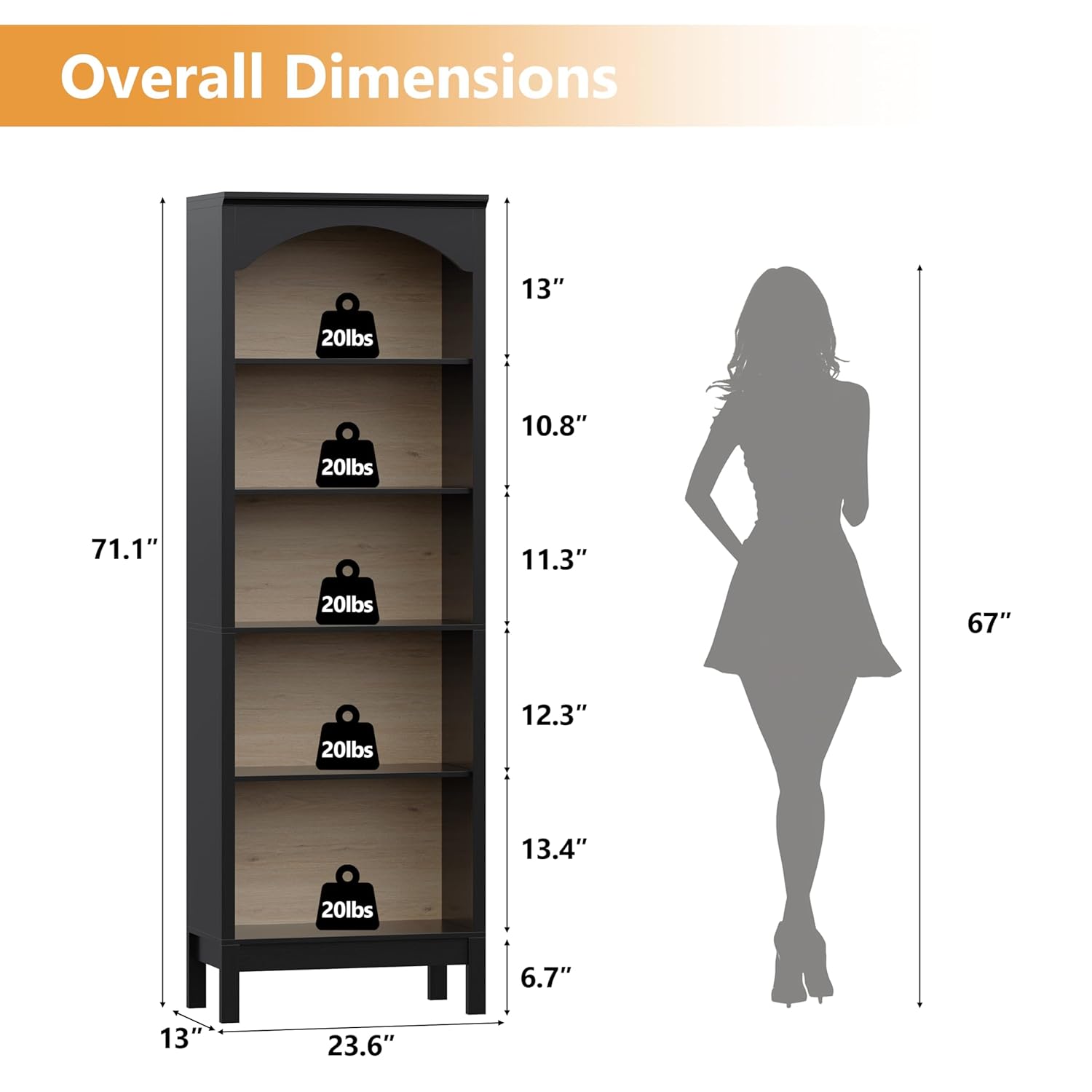 ชั้นวางหนังสือโค้ง 5 ชั้น แบบเ - Bookcase Wood Shelf บทวิจารณ์และราคา