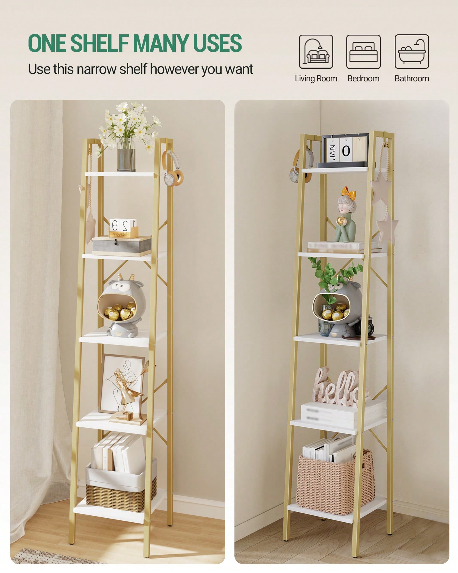 ชั้นวางของแบบ 5 ชั้น สไตล์โมเด - Bookcase Wood Shelf บทวิจารณ์และราคา