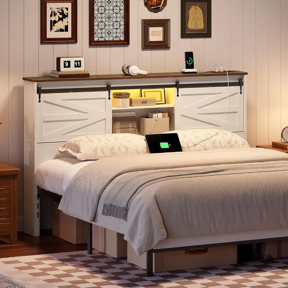 หัวเตียงควีนไซส์พร้อมชั้นวางขอ - Bookcase Wood Shelf บทวิจารณ์และราคา
